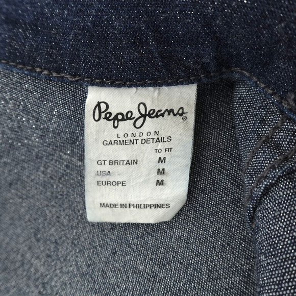 Y2K Pepe Jeans London Cropped Jacket Womens Medium Blue Metallic Thread Sparkle - Picture 13 of 14